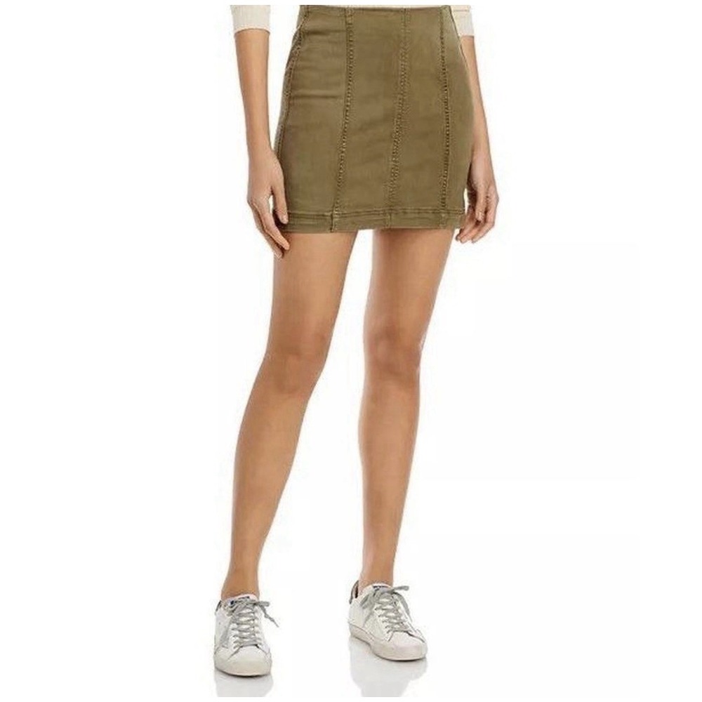 Free People Modern Femme Mini Skirt Women's Size 8 Stretch back zipper Olive